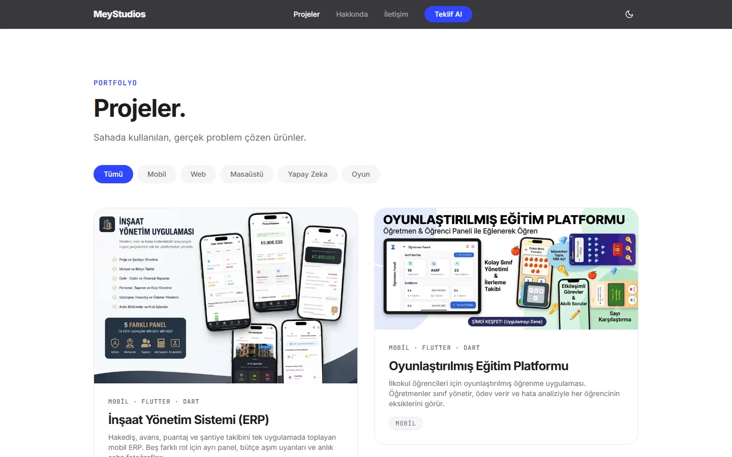 MeyStudios.com — Kurumsal Web Sitesi ekran görüntüsü 2